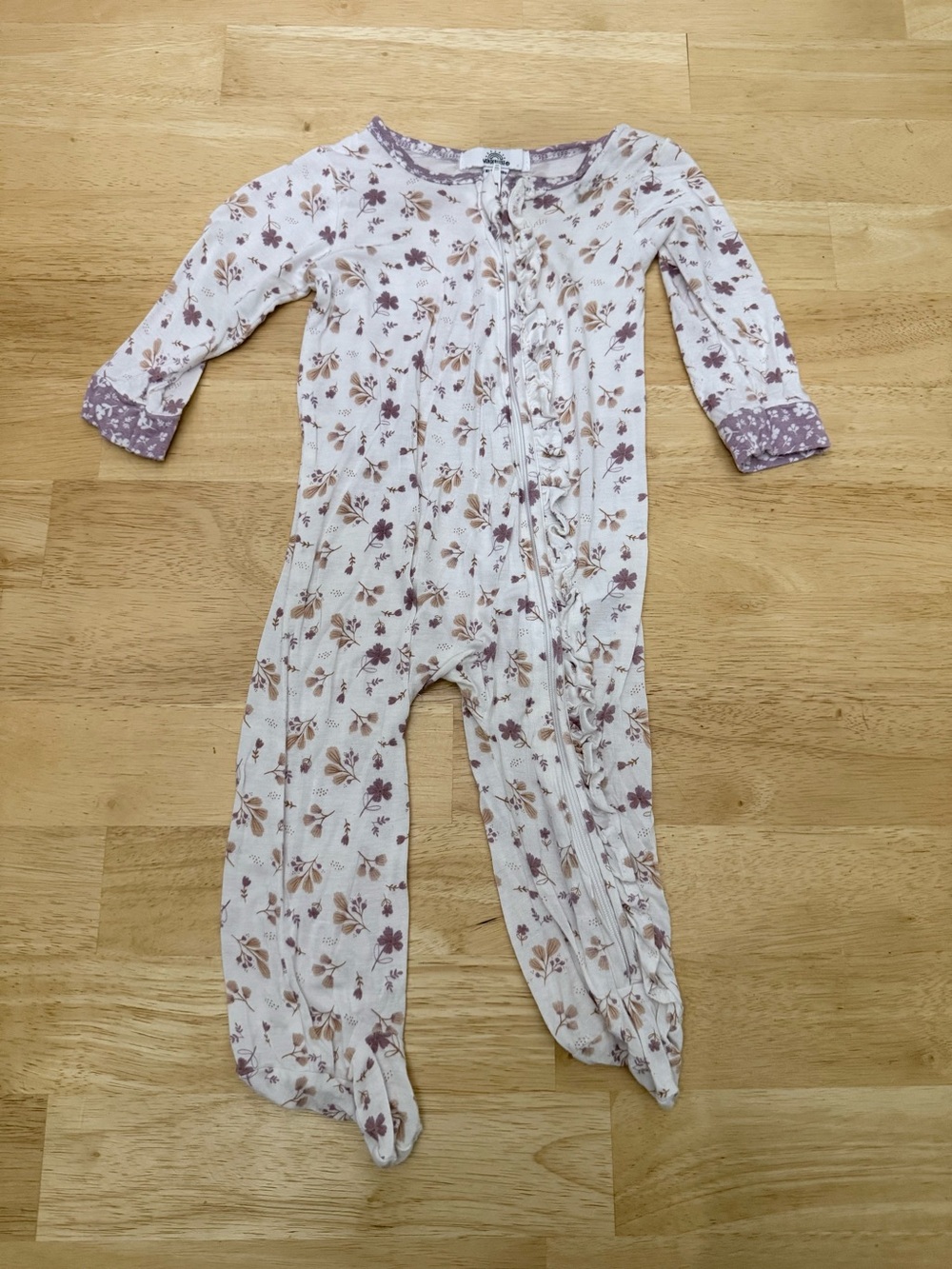 Wonderluxe 6/9 months Baby Bamboo Sleeper Outfit One Piece Zipper Footie